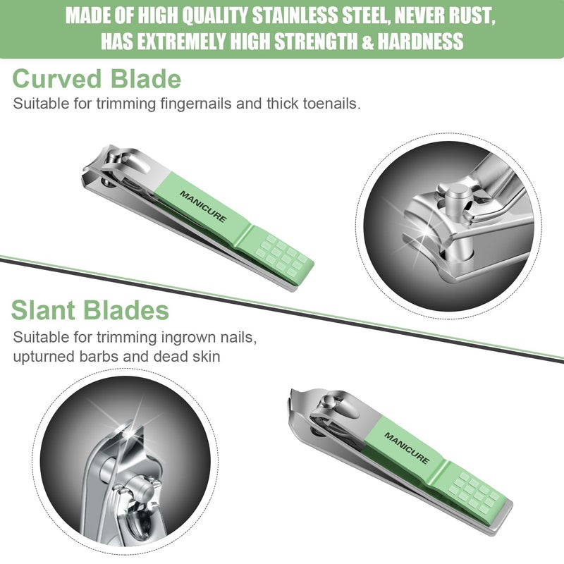 Leipple Manicure Set Professional Nail Clippers Pedicure Kit, 16 pcs Stainless Steel Nail Care Tools Grooming Kit with Luxurious Travel Leather Case for Thick Nails Men Women Gift (Green) - Image 4